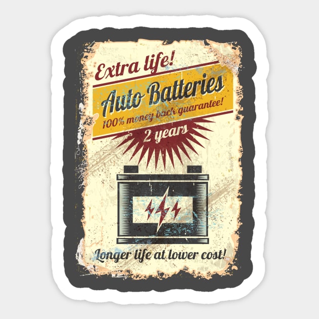 Auto Batteries - Extra Life Sticker by funkymonkeytees